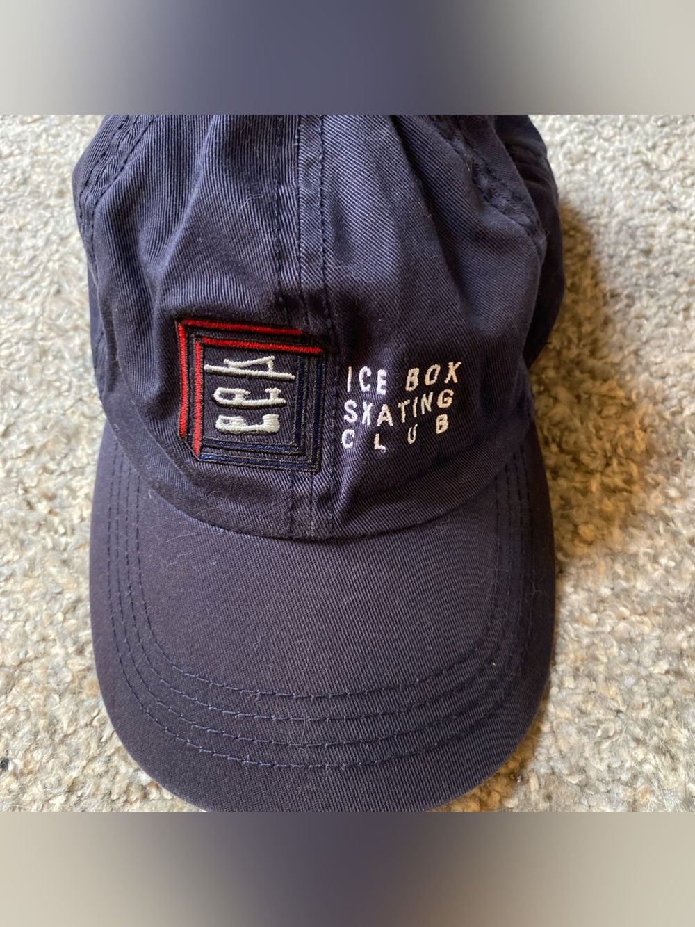 Ice Box Skating Club Navy Baseball Cap with Embroidered Logo